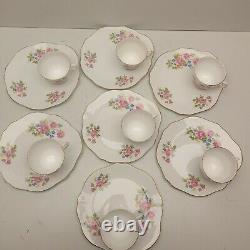 Royal Vale Bone China Tea Cup And Saucer Floral Design 7 Pack Made In England
