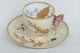 Royal Worcester Butterfly Handle Bees Flowers Tea Cup And Saucer 1799b