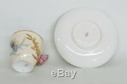 Royal Worcester Butterfly Handle Bees Flowers Tea Cup and Saucer 1799B