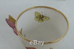 Royal Worcester Butterfly Handle Bees Flowers Tea Cup and Saucer 1799B