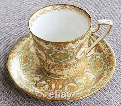 Royal Worcester Hand Painted Art Deco Demitasse Teacup and Saucer Set Antique