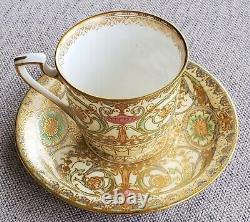 Royal Worcester Hand Painted Art Deco Demitasse Teacup and Saucer Set Antique