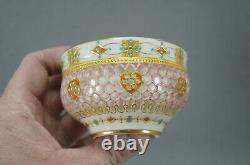 Royal Worcester Pink Reticulated Double Walled Enameled Jeweled Tea Cup C. 1873