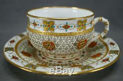 Royal Worcester Reticulated Double Walled Enameled Jeweled Tea Cup C. 1862-1875