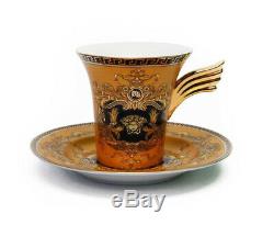 Royalty Porcelain 12-pc Gold Tea Set, Service for 6, Medusa Greek Key, 24K Gold