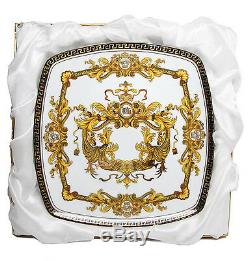 Royalty Porcelain 9-pc White Cake Dessert Set for Tea or Coffee, Luxury Medusa