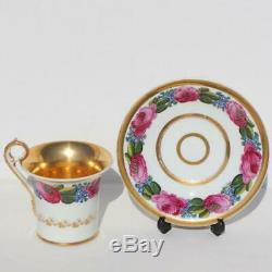 Russian Imperial Porcelain Factory Popov Floral Painting Cabinet Tea Cup Saucer