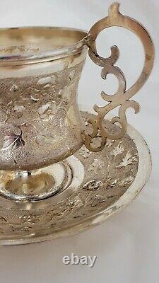 Russian Silver Tea Cup And Saucer 1866