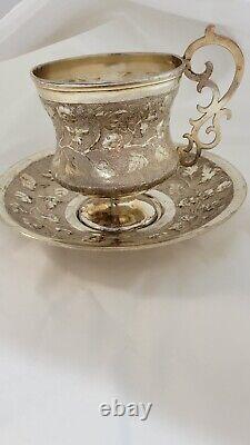 Russian Silver Tea Cup And Saucer 1866