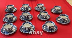 SET OF 11 MARUTA Tea Cups & Saucers Made in OCCUPIED JAPAN 1945-1952 BLUE WILLOW