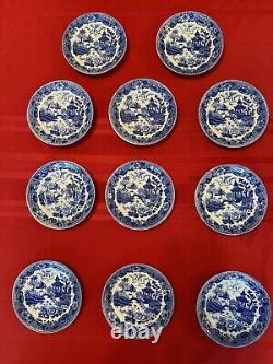 SET OF 11 MARUTA Tea Cups & Saucers Made in OCCUPIED JAPAN 1945-1952 BLUE WILLOW