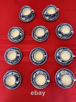 SET OF 11 MARUTA Tea Cups & Saucers Made in OCCUPIED JAPAN 1945-1952 BLUE WILLOW