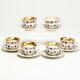 Set Of Six (6) Antique Bone China Teacups With Saucers, Rare Insect Beetle Patt