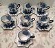 Set Of 7 Cracker Barrel Blue & White Collection Teacup & Saucer Discontinued