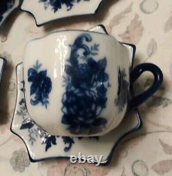 SET of 7 Cracker Barrel Blue & White Collection Teacup & Saucer Discontinued