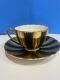 Shelley Art Deco Ludlow Tea Cup And Saucer Gold/black Trim Rare Color Mcm