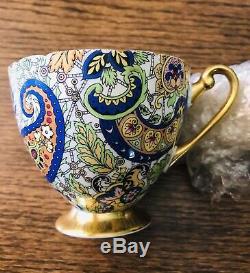 SHELLEY Blue Paisley Chintz Cup & Saucer 14038 Ripon Shape Gilt Trim Bone China