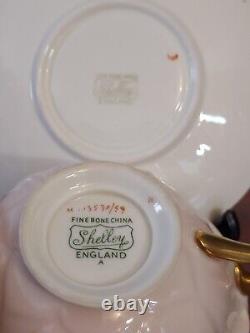 SHELLEY Fine Bone China OLEANDER England SCATTERED ROSES Pink TEA CUP SAUCER Set