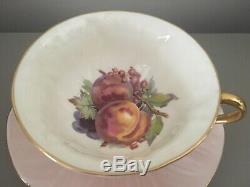 SHELLEY PEACHES TEA CUP AND SAUCER SET OLEANDER SHAPE FRUIT Dusty Pink