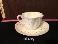 SHELLEY PINK POLKA DOT Dainty Tea Cup & Saucer Fine Bone China England