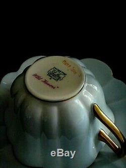 SHELLEY Wild Flowers Blue Stratford Tea Cup&Saucer Set Gold Trim Bone China