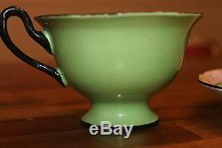 SHELLEY rose Swansea Lace Gainsborough shape green chintz TEA CUP SAUCER 11302