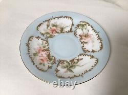 SS12 French Circa 19th Century Light Blue & White Hand Painted Teacup & Saucer