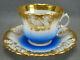 Schlaggenwald Bohemian Gold Scrollwork & Blue Tea Cup & Saucer C. 1847-1867 B