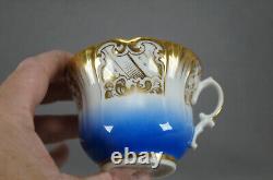 Schlaggenwald Bohemian Gold Scrollwork & Blue Tea Cup & Saucer C. 1847-1867 B