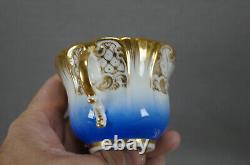 Schlaggenwald Bohemian Gold Scrollwork & Blue Tea Cup & Saucer C. 1847-1867 B