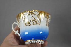 Schlaggenwald Bohemian Gold Scrollwork & Blue Tea Cup & Saucer C. 1847-1867 B