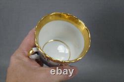 Schlaggenwald Bohemian Gold Scrollwork & Blue Tea Cup & Saucer C. 1847-1867 B