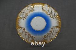 Schlaggenwald Bohemian Gold Scrollwork & Blue Tea Cup & Saucer C. 1847-1867 B