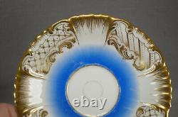 Schlaggenwald Bohemian Gold Scrollwork & Blue Tea Cup & Saucer C. 1847-1867 B