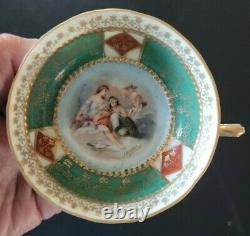 Set Of 2 Antique Royal Vienna Bone China Tea Cups Signed F. Boucher (1703-1770)