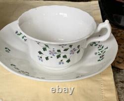 Set Of 3! Antique Sprig Cup & Saucer Soft Paste (2 Tea/ 1 Coffee Cup), RARE