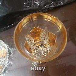 Set Of 6 Hand Carved Crystal Tea Cup and Saucer from Eastern Europe