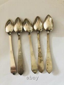 Set Of 6 Vtg Sterling Silver Russian Engraved Coffee Tea Cups Spoons Glass Cups