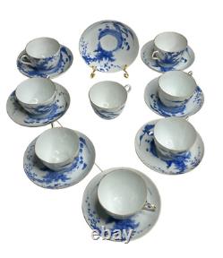 Set Of 8 Antique Asian Fine Thin Porcelain 18th C China Tea Cups With Saucers