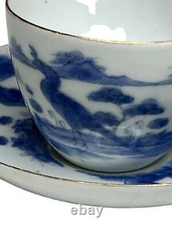 Set Of 8 Antique Asian Fine Thin Porcelain 18th C China Tea Cups With Saucers