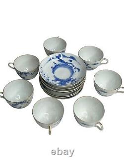 Set Of 8 Antique Asian Fine Thin Porcelain 18th C China Tea Cups With Saucers