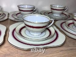 Set Of 8 Antique Ransom China Japan Footed Tea Cups, Saucers With Dessert Plates