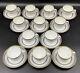 Set Of 12 Wedgwood Colonnade Black Ulander White Gold Tea Cups & Saucers
