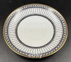 Set of 12 Wedgwood Colonnade Black Ulander White Gold Tea Cups & Saucers