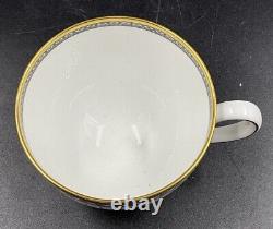 Set of 12 Wedgwood Colonnade Black Ulander White Gold Tea Cups & Saucers