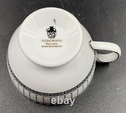Set of 12 Wedgwood Colonnade Black Ulander White Gold Tea Cups & Saucers
