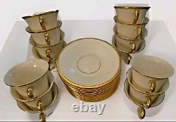 Set of 14 Lenox China Tea Coffee Cups saucers Eternal Collection Gold Trim