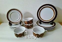 Set of 4 / ANEMONE ROSMARIN Tea Cup + Saucer + dessert plates ARABIA OF FINLAND
