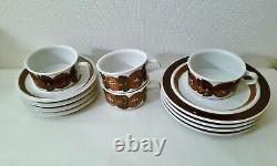 Set of 4 / ANEMONE ROSMARIN Tea Cup + Saucer + dessert plates ARABIA OF FINLAND