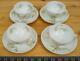 Set Of 4 Theodore Haviland Limoges France Tea Cups & Saucers Floral With Gold Hk